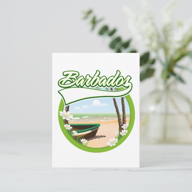 Cartão Postal De Convite logotipo da viagem para Barbados (Em pé/Frente)