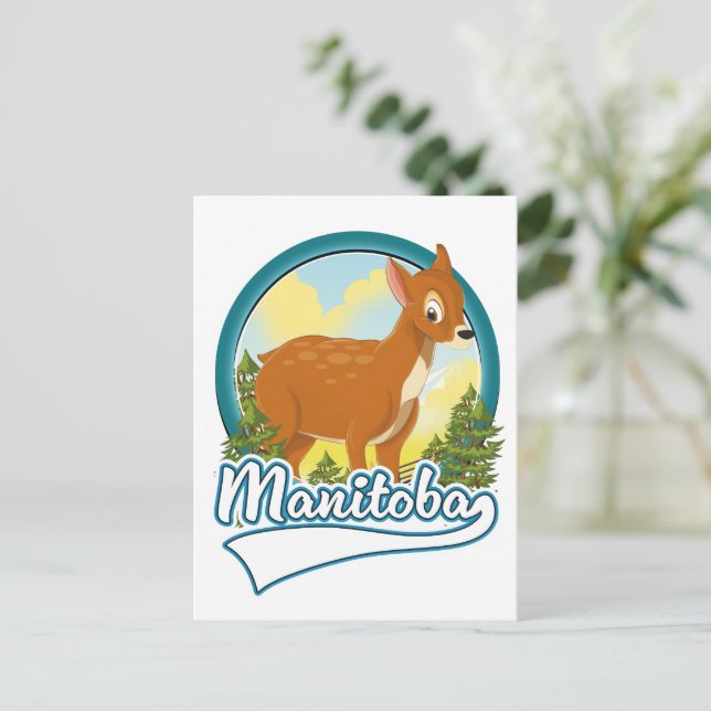 Cartão Postal De Convite logotipo de viagem de Manitoba Canadá (Em pé/Frente)