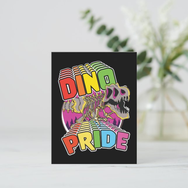 Cartão Postal De Convite Logotipo Dino Pride (Em pé/Frente)