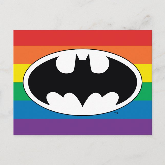 Cartão Postal De Convite Logotipo do Batman Rainbow (Frente)