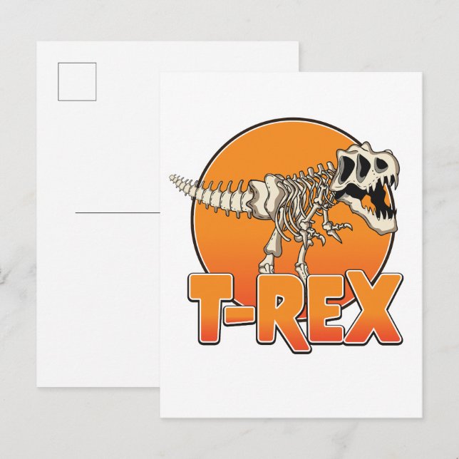 Cartão Postal De Convite Logotipo do desenho animado T-REX (Frente/Verso)