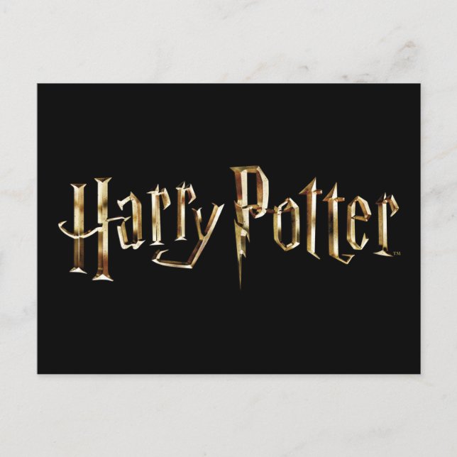 Cartão Postal De Convite Logotipo Harry Potter Dourado (Frente)