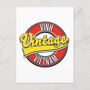 Cartão Postal De Convite Logotipo retrô de Vinh vietnam