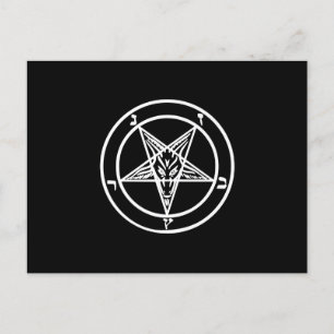 Cartão Postal De Convite Logotipo Satânico de Cabra Pentagrama Invertido Ba