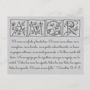 Cartão Postal De Convite Love-Patient-Kind Nunca Falha~Scrip~RSVP De Casame