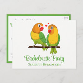 Cartão Postal De Convite Lovebird Yellow Green Love Birds Bachelorette