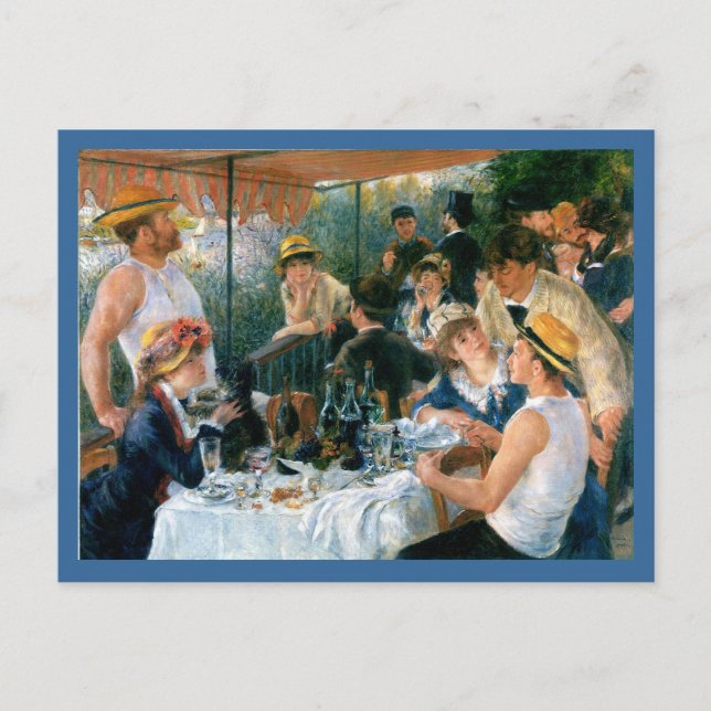 Cartão Postal De Convite Luncheon do Partido Barco de Renoir (1881) (Frente)