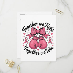 Cartão Postal De Convite Luvas de Boxe Fita Rosa Conscientização do Câncer