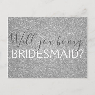 Cartão Postal De Convite Luxury Silver Glitter e Sparkle Bridesmaid