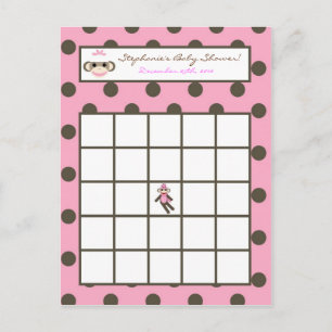 Cartão Postal De Convite Macaco-meia rosa com cartão de bingo gravável