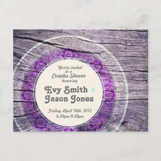 Cartão Postal De Convite Madeira Pintada - Inquérito Personalizado - Roxo +