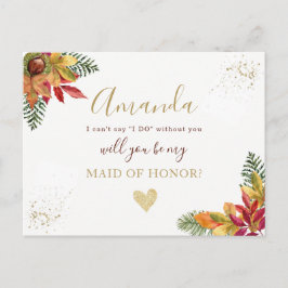 Cartão Postal De Convite Madrinha de casamento de outono ou proposta BRIDES