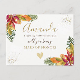 Cartão Postal De Convite Madrinha de casamento de outono ou proposta BRIDES