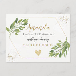 Cartão Postal De Convite Madrinha de casamento verde ou proposta BRIDESMAID