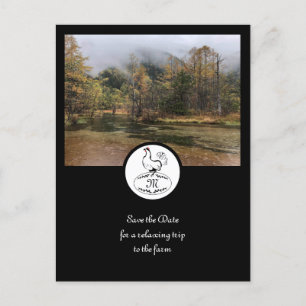 Cartão Postal De Convite Mãe Hen Silhouette Monograma w Foto