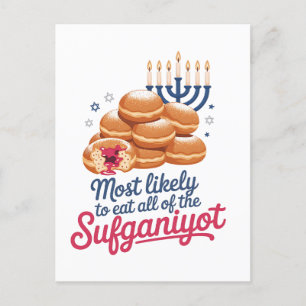 Cartão Postal De Convite Mais Propenso a Comer Todos os Sufganiyot Hanukkah