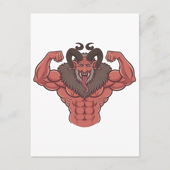 Cartão Postal De Convite Malhação Muscular Flexível de Natal do Krampus Spo (Frente)