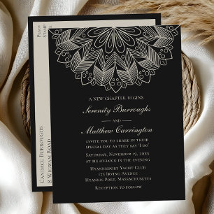 Cartão Postal De Convite Mandala Boho Indiano Casamento Negra Elegante Conv