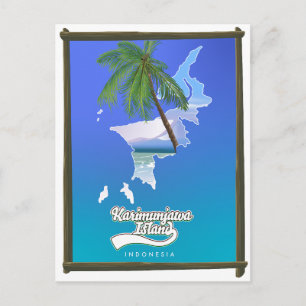 Cartão Postal De Convite Mapa de viagem da Ilha Sumba Indonésia