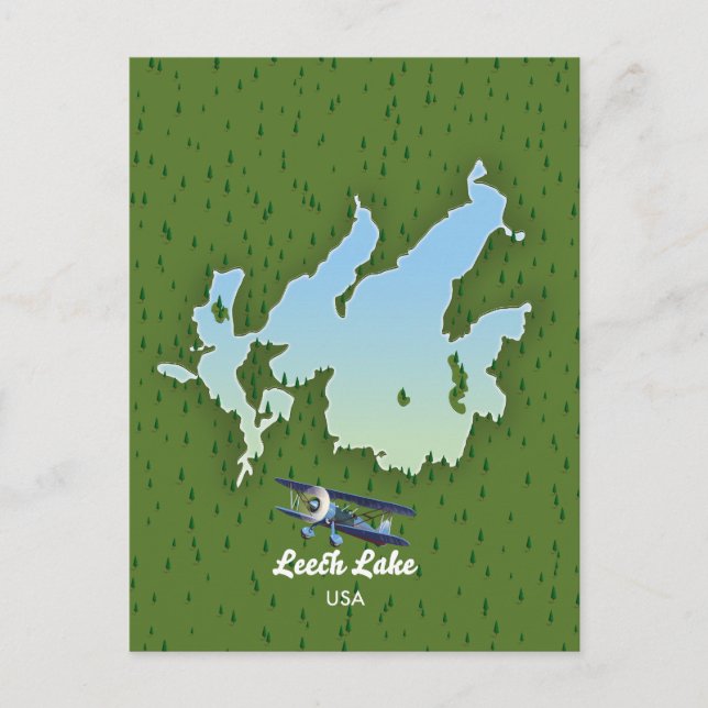 Cartão Postal De Convite Mapa de viagem do lago Leech (Frente)