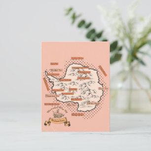Cartão Postal De Convite Mapa de viagem ilustrado Antártida