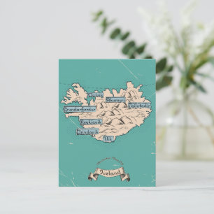 Cartão Postal De Convite Mapa de viagem ilustrado Islândia