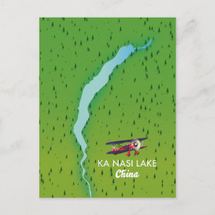 Cartão Postal De Convite Mapa do Lago Ka Nasi na China