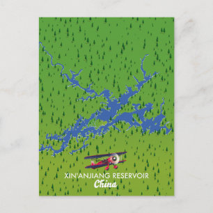 Cartão Postal De Convite Mapa do Xin'anjiang Reservoir China