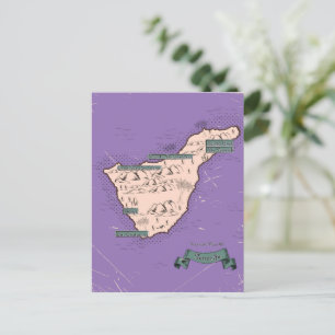 Cartão Postal De Convite Mapa Ilustrado De Viagem De Tenerife