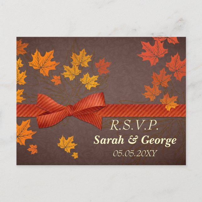 Cartão Postal De Convite maple folhas Wedding rsvp (Frente)