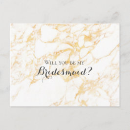 Cartão Postal De Convite Marble branco e Dourado