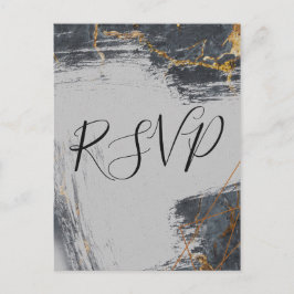 Cartão Postal De Convite Marble Glitter Geométrico RSVP
