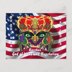 Cartão Postal De Convite Mardi Gras Mythology Bacchus Ver Dicas Por Favor