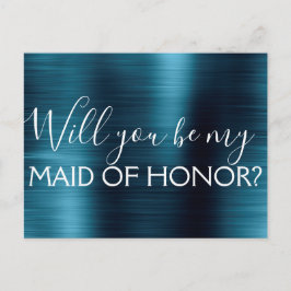 Cartão Postal De Convite Marinho azul Elegante e Madrinha de casamento mode