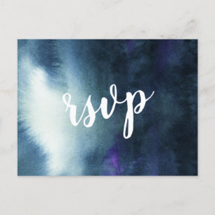 Cartão Postal De Convite Marinho Blue Ombre Dourado Casamento com Glitter R