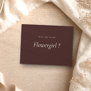 Cartão Postal De Convite Marrom Chocolate Formal Seja Minha Dama de Flores