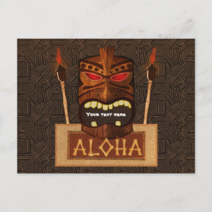 Cartão Postal De Convite Máscara Tiki de Madeira Vintage Retro ALOHA Luau F