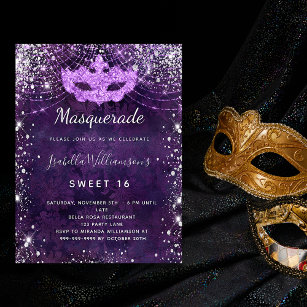 Cartão Postal De Convite Mascarada púrpura de pó de relva doce 16
