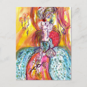 CARTÃO POSTAL DE CONVITE MASCARADA VENETIANO / COLOMBINA