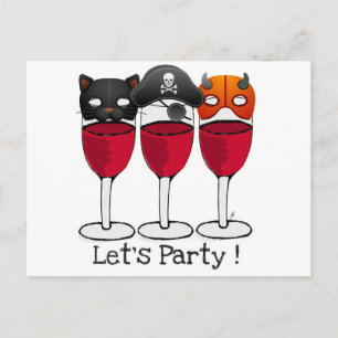 Cartão Postal De Convite MÁSCARAS DE VINHO DA FESTA DE vamos
