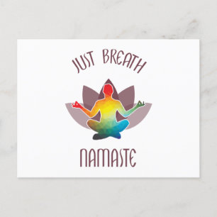 Cartão Postal De Convite Meditação Namaste Lotus Flor Yoga Pose Espirituosa