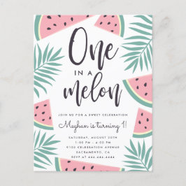 Cartão Postal De Convite Melancia Tropical De Verão, Uma Num Aniversário De