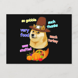 Cartão Postal De Convite meme do doge crianças dia de ação de graças shiba 
