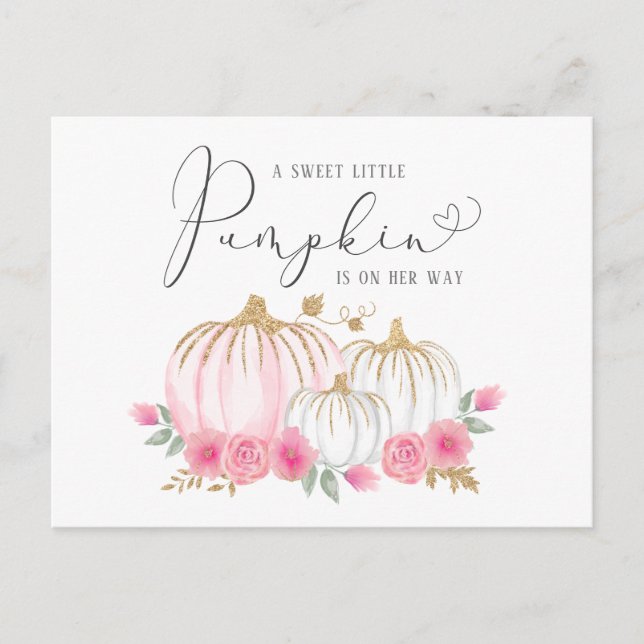 Cartão Postal De Convite Menina De Pumpkin Floral (Frente)