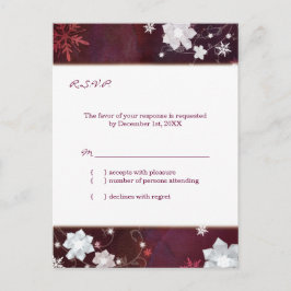 Cartão Postal De Convite Merlot White Winter Floral Weding RSVP