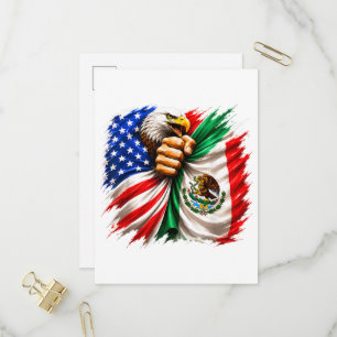 Cartão Postal De Convite Mês da Herança Hispânica Bandeira EUA México