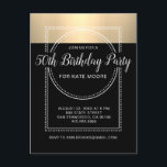 Cartão Postal De Convite Metálico Dourado no 50º aniversário preto<br><div class="desc">Uma faixa central do estilo marquee branco contra o 50º convite de aniversário com um ouro metálico no tipo de script preto e branco de tendência com uma fonte san serif de contraste. Um convite formal ao estilo glamouroso. A faixa de marquee adiciona um toque de drama para a sua...</div>