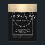 Cartão Postal De Convite Metálico Dourado no 50º aniversário preto<br><div class="desc">Uma faixa central do estilo marquee branco contra o 50º convite de aniversário com um ouro metálico no tipo de script preto e branco de tendência com uma fonte san serif de contraste. Um convite formal ao estilo glamouroso. A faixa de marquee adiciona um toque de drama para a sua...</div>