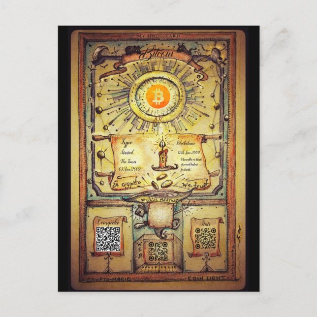 Cartão Postal De Convite Meu HODL de Bitmoeda Pessoal (Frente)