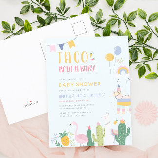 Cartão Postal De Convite Mexicano Fiesta Taco Sobre Um Chá De Bebê